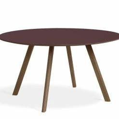 Hay CPH25 Dining Table 9 Hay CPH25 Dining Table -vitra shop 9438151529000 CPH 25 dia140xH74 burgundy lino top wb lacquer walnut base