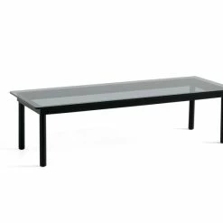 Hay Kofi Coffee Table L140 -vitra shop AB202 A822 AE47 Kofi 140x50 grey tinted glass tabletop black wb lacquer oak frame