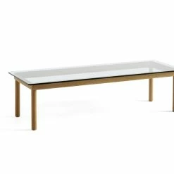 Hay Kofi Coffee Table L140 -vitra shop AB203 A822 AE44 Kofi 140x50 clear glass tabletop wb lacquer oak frame
