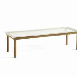 Hay Kofi Coffee Table L140 -vitra shop AB203 A822 AE46 Kofi 140x50 clear reeded glass tabletop wb lacquer oak frame