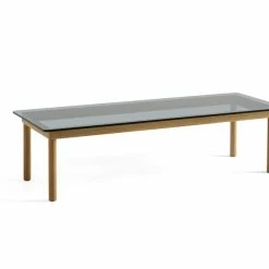 Hay Kofi Coffee Table L140 -vitra shop AB203 A822 AE47 Kofi 140x50 grey tinted glass tabletop wb lacquer oak frame