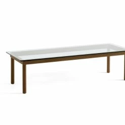 Hay Kofi Coffee Table L140 -vitra shop AB204 A822 AE44 Kofi 140x50 clear glass tabletop wb lacquer walnut frame