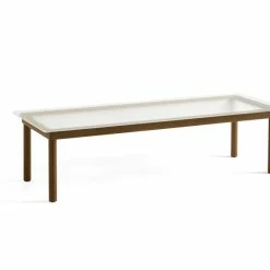 Hay Kofi Coffee Table L140 -vitra shop AB204 A822 AE46 Kofi 140x50 clear reeded glass tabletop wb lacquer walnut frame