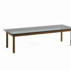 Hay Kofi Coffee Table L140 -vitra shop AB204 A822 AE47 Kofi 140x50 grey tinted glass tabletop wb lacquer walnut frame