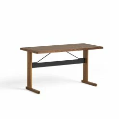 Hay Passerelle Desk Veneer Top -vitra shop AB783 A293 AI04 Passerelle Desk L140xW65xH74 wb lacquer walnut frame and edge ink black powder coated crossbar