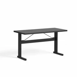 Hay Passerelle Desk Veneer Top -vitra shop AB786 A293 AI05 Passerelle Desk L140xW65xH74 ink black wb lacquered oak frame and edge ink black powder coated crossbar