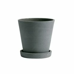 Hay Flower Pot With Saucer Green Medium