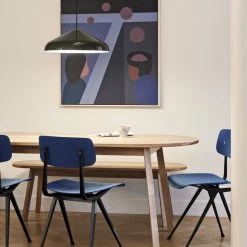 Hay Triangle Leg Dining Table 10 Hay Triangle Leg Dining Table -vitra shop Result Chair dark blue wb lacquer oak seat black frame Triangle Leg Table wb lacquer oak Pao Steel Pendant 470 soft black