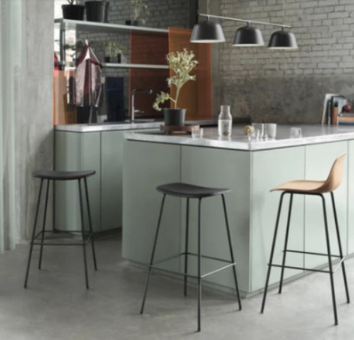 Muuto Fiber Bar Stool With Backrest And Tube Base 75cm 4 Muuto Fiber Bar Stool With Backrest And Tube Base 75cm - Image 2