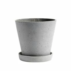 Hay Flower Pot With Saucer Grey