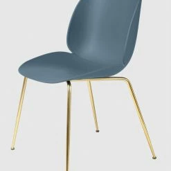 Gubi Beetle Dining Chair Unupholstered Brass Base -vitra shop beetle diningchair conic unupholstered brass bluegrey front 1bd7c307 4d63 4b49 96ba c61470bd025d 1024x1024 2
