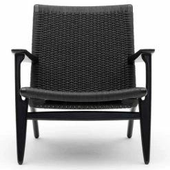 Carl Hansen CH25 Lounge Chair -vitra shop carl hansen ch25 lounge chair in black lacquered oak with black paper cord seat